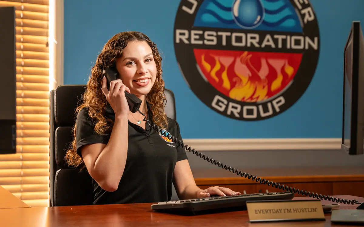 A team member answering an incoming call